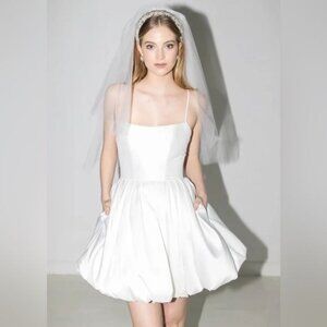 BY WATTERS CLEO WHITE CREAM FLIRTY WEDDING BRIDAL MINI DRESS 6